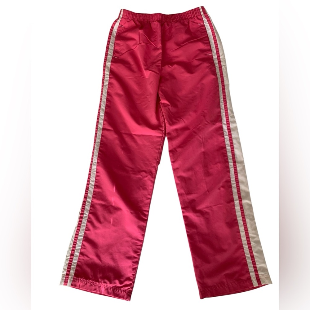 Athletic Works Track Pants Girl L 10/12 Pink Lightweight Straight Leg Stripe